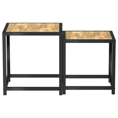 Produktbild von Cloris DesignMöbel Konsolentische - Braun Beistelltische 2er-set MDF Schwarz und Gelb Schlichtes1482487