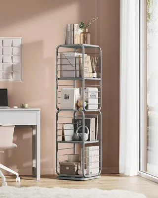 Image de Bibliothèque pivotante à 4 étagères, gris, pour les petits espaces