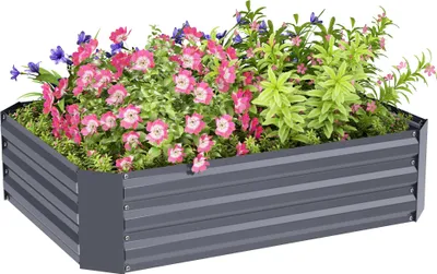 Produktbild von Outsunny Hochbeet aus Stahl, Pflanzbeet Frühbeet Gartenbeet Blumenkasten stapelbar, Pflanzkasten Gemüsebeet 120x90x30cm für Garten Balkon, Pflanzkübel für Blumen, Pflanzen, Gemüse