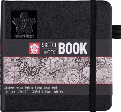 Produktbild von SAKURA Skizzenbuch/Notizbuch 120 x 120mm schwarz / cremeweiß 80 Blatt