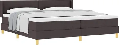 Zdjęcie produktu dla Łóżko sprężynowe z materacem ciemnobrązowe 200 x 200 cm drewno