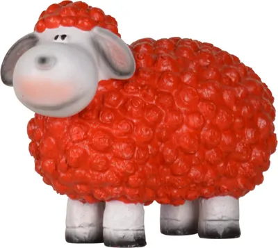 Produktbild von Dekofigur Originelle Gartenfigur Schaf rot als wetterfeste Beetdekoration knuffige, handbemalte Tierfigur für innen & außen