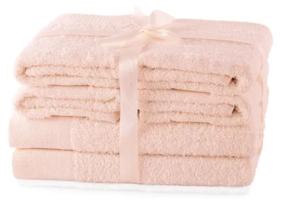 Produktbild von Handtuchset 2 Duschtücher, 2x Handtücher, mit Bordüre aus 100% Baumwolle Rosa