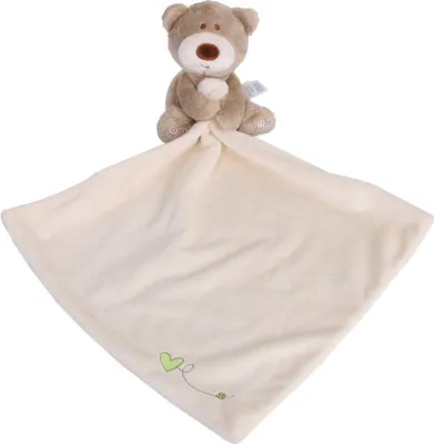 Produktbild von Schnuffeltuch Bär Form Schmusetuch für Baby Neugeborenen Plüschtiere Decke (Weiß),24*24cm