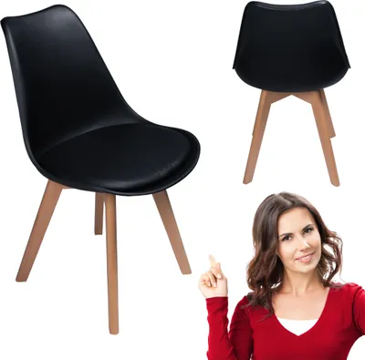 Zdjęcie produktu dla Nowoczesne krzesło z poduszką w stylu skandynawskim do salonu jadalni kuchni czarne