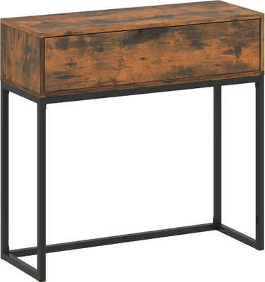 Image de Console avec tiroir, style industriel, 80 x 30 x 76 cm, noire
