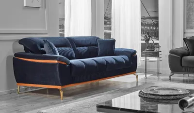 Produktbild von Blau Sofa Dreisitzer Couch Wohnzimmer Modern Design Möbel Polster Textil