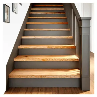 Produktbild von Treppenstufen, 20 Stück, Hellbraun, 100 x 30 x 2 cm, massive Eiche, Teppichboden, Sicherheitstreppe, für den Innenbereich, rutschfest, geeignet für Senioren und Haustiere