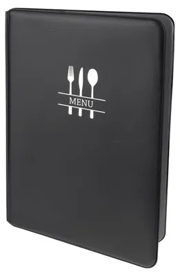 Produktbild von 1x Speisekarte 'Casual' A4 8 Seiten schwarz Gastro-Menükarte mit Gummikordel