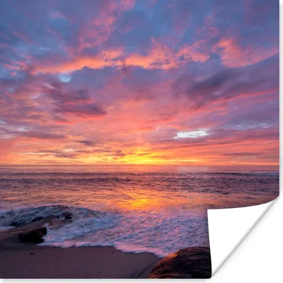 Produktbild von MuchoWow® Poster Strand - Meer - Sonnenuntergang 100x100 cm - Babyzimmer