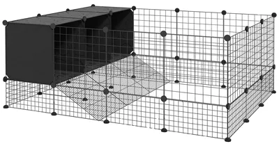 Obrázek produktu pro Plot pro domácí mazlíčky, nastavitelný design, odolná kovová konstrukce, černý, 140 x 105 x 52 cm