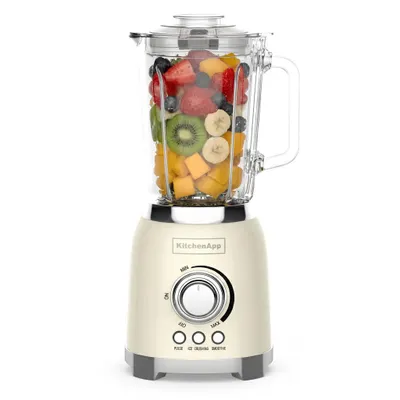 Produktbild von Küchenmixer Retro 1,5L Glasbehälter – 800W Standmixer – Crushed Ice, Smoothies & Pulse-Funktion – Beige