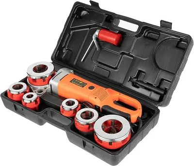 Produktbild von Tragbare Gewindeschneidmaschine, 2300W Elektrisch Gewindeschneidmaschine mit Tragetasche, 6 Matrizen 1/2, 3/4, 1, 1-1/4, 1-1/2, 2 Zoll, 26 U/min