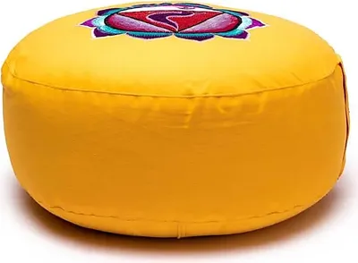 Obrázok produktu pre Sada na kadidlo Meditačný vankúš 3. čakra vyšívaný -- 33x17 cm + svietnik na čajové sviečky Sa