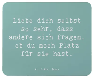 Produktbild von Mr. & Mrs. Panda Mouse Pad Spruch Selbstakzeptanz Liebe - Meeresbrise - Geschenk, Stärke, pc mauspad, Zitat, mausunterlage, Mitgefühl, Selbstliebe, Schwäche, mousematte