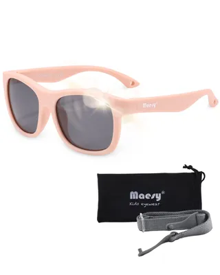 Produktbild von Maesy Baby Sonnenbrille Kinder 1-3 Jahre - Flexibel biegbar - Gummiband - Polarisierter UV400 Schutz - Jungen und Mädchen – Quadrat - Luca – Rosa