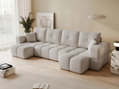 Produktbild von Idohome Polsterecksofa BUENO U mit Schlaffunktion und Bettkasten – Modernes Ecksofa mit Stauraum, Grau Bouclé Centaur 14