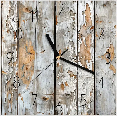 Produktbild von Wanduhr aus Glas mit Motiv Verwittertes Holz- 30 x 30 cm - inkl. Aufhängesystem