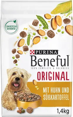 Produktbild von BENEFUL Original mit Huhn und Süßkartoffel Hundetrockenfutter, 1er Pack (1 x 1400g) (1er Pack (1 x 1400g))
