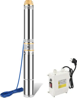 Produktbild von Faziango 1100W/1.5hp Tiefbrunnenpumpe Brunnenpumpe 4.5 Zoll bis 4000 L/h Sandverträglich Tauchpumpe Edelstahl Wasserpumpe Gartenpumpe mit Schaltbox