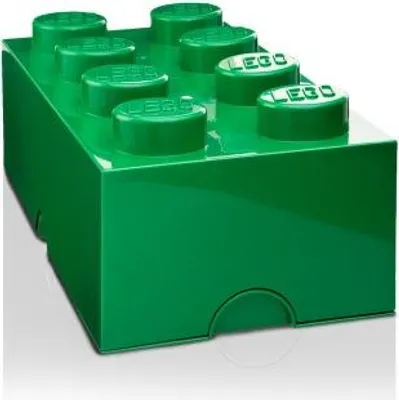 Productafbeelding van LEGO opbergbox, speelgoedkist, box voor 8 stuks, 50x25x18 cm, stapelbaar, kleur: donkergroen