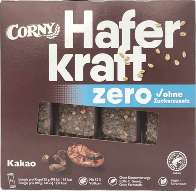 Produktbild von Corny Haferkraft Zero Kakao Hafer-Kakao-Riegel VPE (12x4x35g Packung)