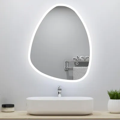 Image de Miroir de salle de bain asymétrique 80x65cm led Teardrop Mirror 3 Colours Dimmable + Anti-buée + Mémoire