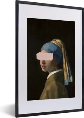 Produktbild von MuchoWow® MuchoWow® Gerahmtes Poster Mädchen mit Perlenohrring - Johannes Vermeer - Pastell 40x60 cm - Poster mit zchwarzem Bilderrahmen - Poster in Rahmen