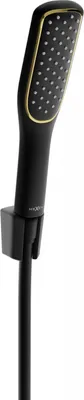 Produktbild von Mexen R-49 Kopfbrausegarnitur mit Regenbrause und Thermostatmischer, Schwarz/Gold - 785495052-75