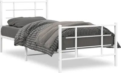 Produktbild von vidaXL Bettgestell mit Kopf- und Fußteil Metall Weiß 90x190 cm