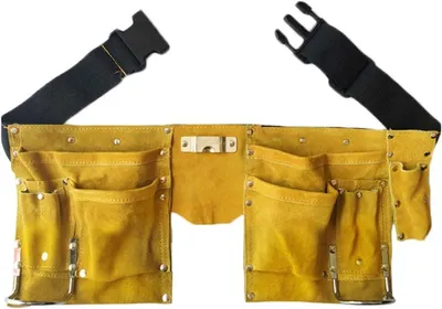 Produktbild von Doppelter Werkzeuggürtel - Verstellbarer Gürtel mit Druckknopfverschluss - mit Hammerhalter und Gürtel - Für Heimwerker, Schreiner und Tischler