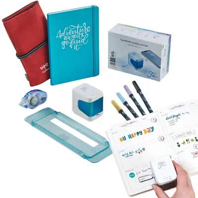 Produktbild von COLOP e-Mark go Bullet Journal Set | Mobiler Mini-Drucker inkl. Zubehör | 4 Tomb