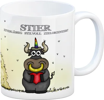 Produktbild von Honeycorns Kaffeebecher mit Sternzeichen Stier Motiv Tasse Kaffeetasse Becher