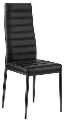 Produktbild von Modernes 4er-Set Beistellstühle für das Esszimmer, gepolsterte Lederstühle für Esstische, platzsparende Küchenstühle mit dicken Polstern und Metallbeinen, schwarz