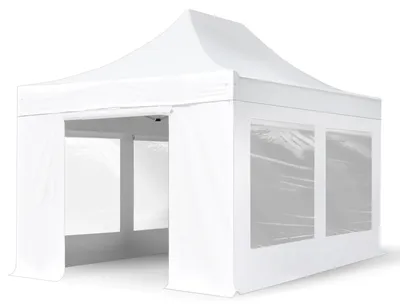 Produktbild von TOOLPORT 3x4,5m Aluminium Faltpavillon, inkl. 4 Seitenteile, weiß