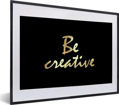 Produktbild von MuchoWow® Gerahmtes Poster Zitate - Kreativ - Gold 40x30 cm - Poster mit Schwarzem Bilderrahmen Wandposter Rahmen Foto Bilder - Bilderrahmen - Poster im Rahmen