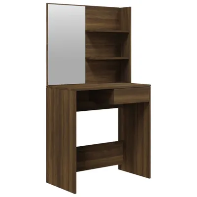 Image de vidaXL Coiffeuse avec miroir Chêne brun 74,5x40x141 cm