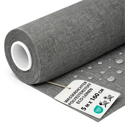 Produktbild von Polyesterstoff wasserdicht Stoff Meterware 5 m x 160 cm - markisenstoff markisenstoffe canvas und polsterstoff möbelstoff futterstoff segeltuch und vorhangstoff Grau Eco-leine