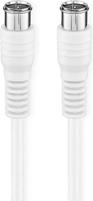 Immagine prodotto di Cavo satellite e antenna | Connettore F | Spina F | Nichelato | 75 Ohm | Doppia schermatura | 5,00 m | Rotondo | PVC | Bianco | Scatola