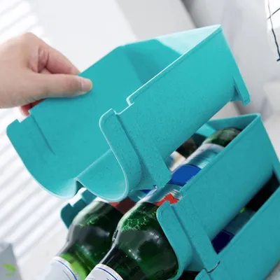 Obrázok produktu pre Stohovateľný držiak na plechovky na pivo Držiak na plechovky na chladničke Organizér na konzervované nápoje (modrý)