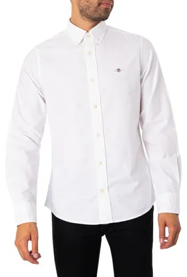 Immagine prodotto di Camicia Oxford slim da uomo GANT, bianca, taglia S