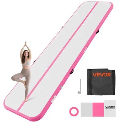 Produktbild von VEVOR Aufblasbare Gymnastikmatte 400x100x10 cm Airtrack-Turnmatte für Training, Wettkampfsport & Yoga, mit Rutschfester Oberfläche, 600-W-Elektroluftpumpe, Reparaturflicken, Düsen & Tasche, Pink