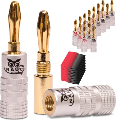 Produktbild von Bananenstecker 24K vergoldet Schrumpfschlauch 20x NAUC High End Steckverbinder