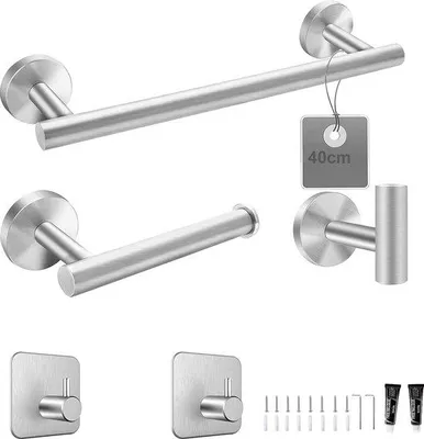 Obrázek produktu pro Samolepicí držáky na ručníky 41 cm, koupelnové doplňky, 2 háčky
