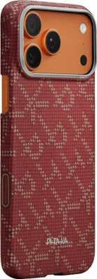 Zdjęcie produktu dla Etui Pitaka Monogram-Gold/Red Ultra-Slim do iPhone'a 17 Pro