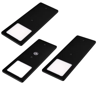 Image de veau | noir 5 W - lampe de cuisine très plate avec variateur tactile, lot de 3, blanc neutre