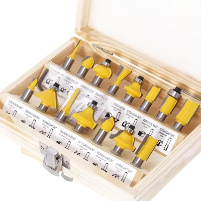 Produktbild von 8-mm-Fräser, 15-teiliges Set aus Hartmetall-Holznutfräsern, professionelles Holzbearbeitungswerkzeug, Fräser-Set für die Holzbearbeitung mit Aufbewahrungsbox