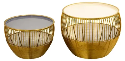 Produktbild von Beistelltisch 2er Set rund ø 49/41 H 37/29 cm Dekotisch Sofatisch Gold