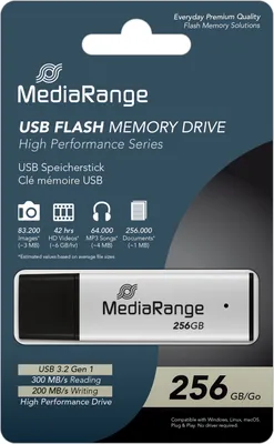 Obrázok produktu pre MediaRange MR1903 USB flash disk 256 GB USB Type-A 3.2 Gen 1 (3.1 Gen 1) čierny, strieborný