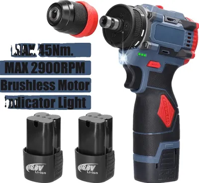 Obrázok produktu pre Bezkartáčová elektrická skrutkovačka, krútiaci moment 45/55 Nm, 2900/3200 ot/min, 2 batérie 16,8 V, EÚ